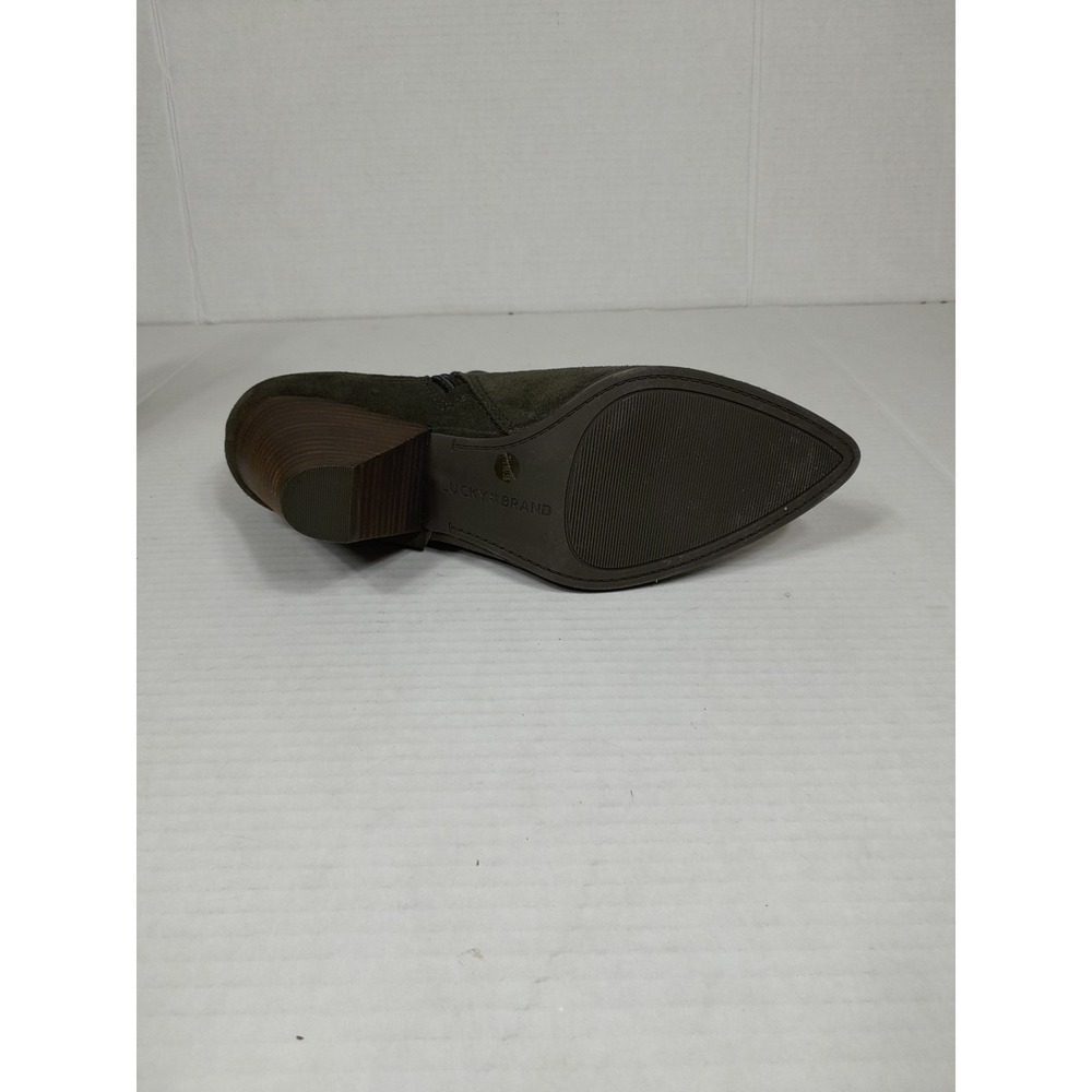 Lucky Brand Boot Womens 7.5 M Studded Ankle Booties Green Suede Harness Western - Picture 11 of 11